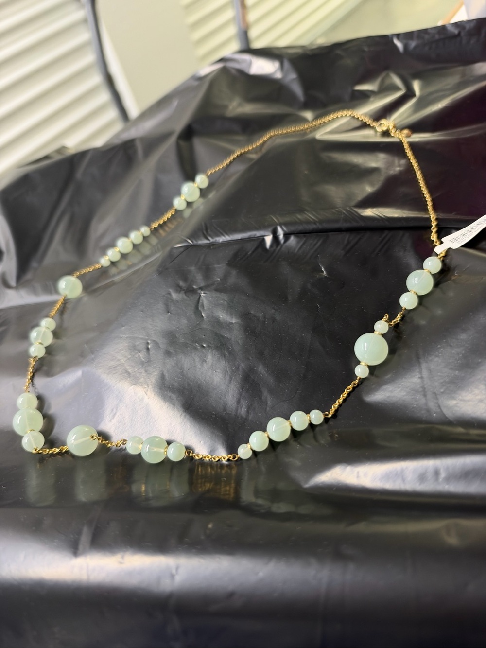 J. Crew Factory Gold Chain Necklace with Mint Beads